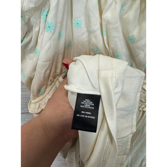 Torrid Plus Size White Cream Floral Crinkle Gauze Shirred Bodice Midi Dress 4X - Picture 11 of 11